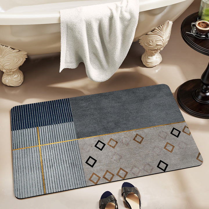 Textured Geometric Bath Mat Stornfield