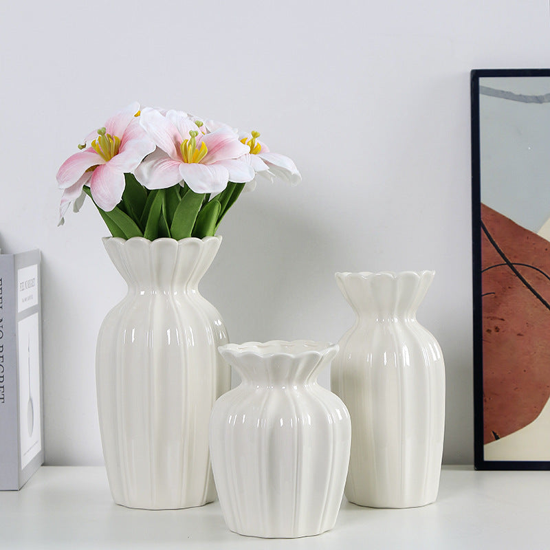 Fluted Ceramic Decorative Flower Vase Stornfeild