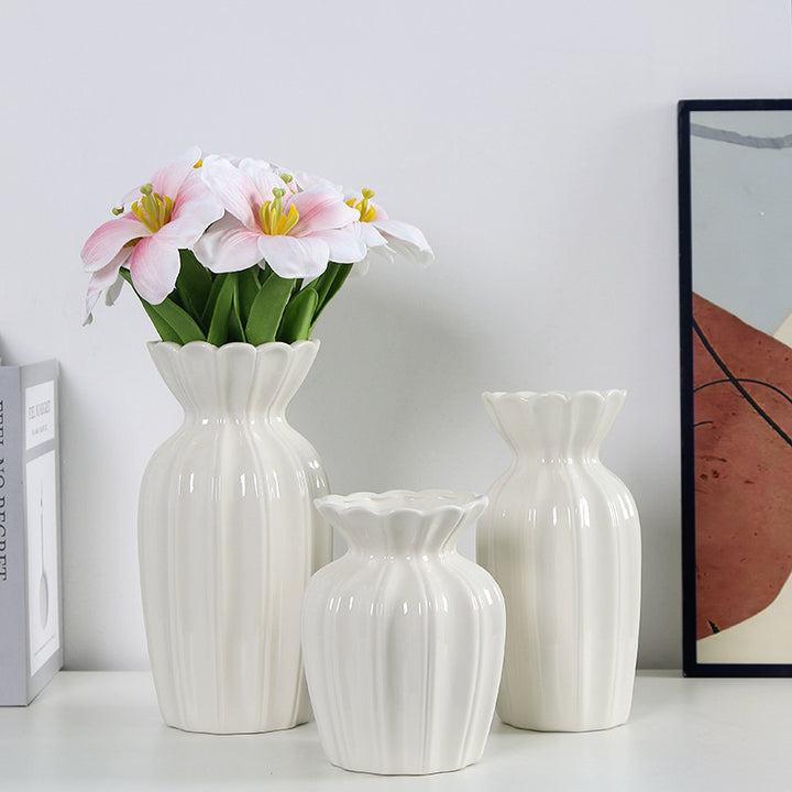 Fluted Ceramic Decorative Flower Vase Stornfeild