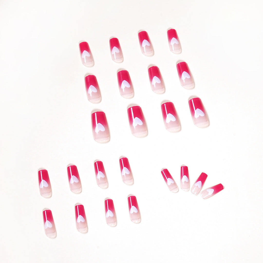 Artful nail extensions in romantic heart design Stornfield