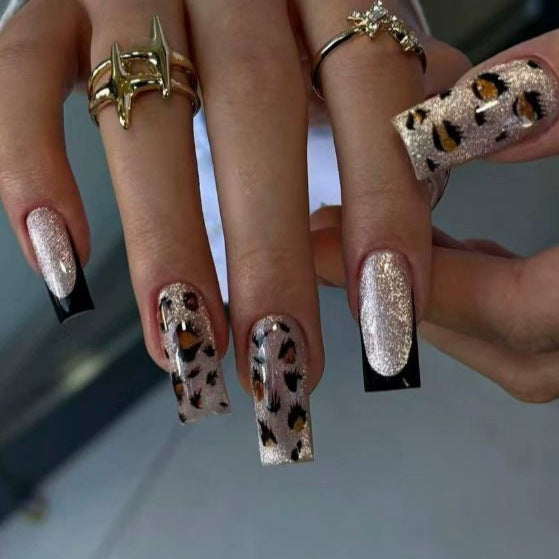 Elegant Leopard Print Nail Art Enhancements Stornfield