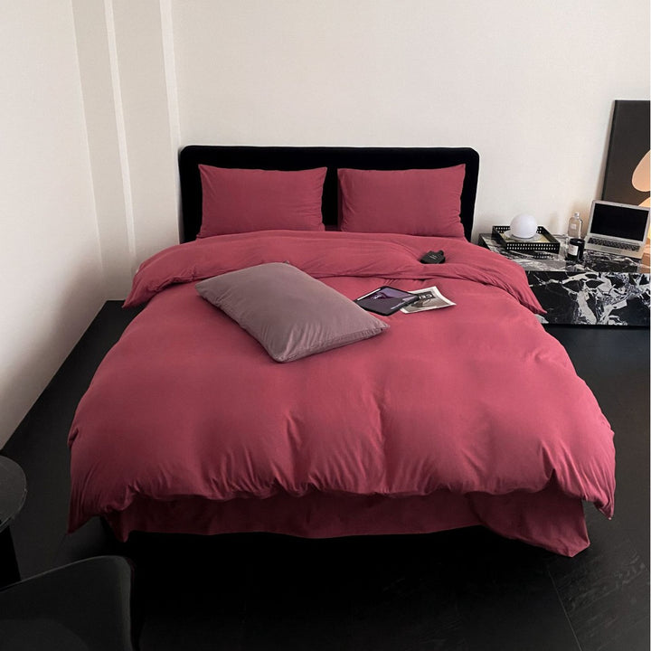 Washed Cotton Duvet Cover Set with Breathable Percale Weave, Deep Corner Ties & Envelope Pillowcases
