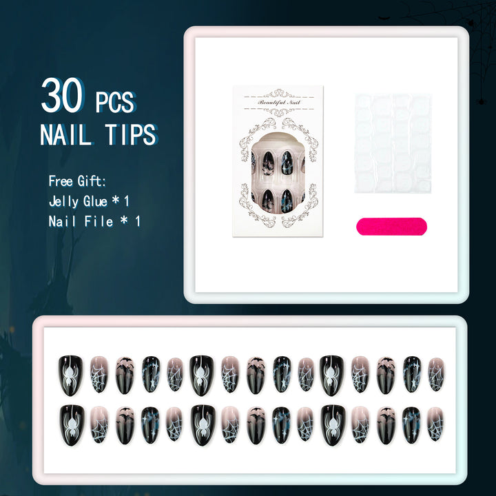 Halloween-Themed Spider and Bat Press-On Nail Set