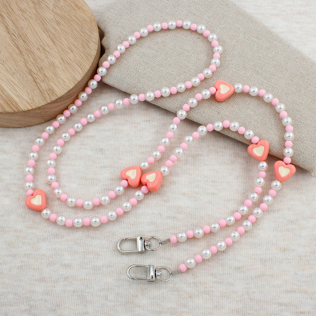Heart-Embellished Beaded Eyewear Chain Stornfield