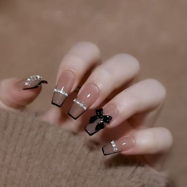 Artificial Nail Set with Glitter and Bow Motif Stornfield