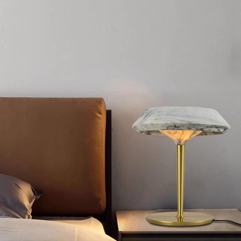 Elegant Modern Table Lamp with Marble Base and Gold Accent
