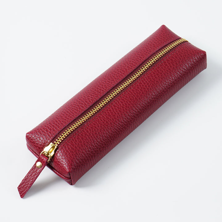 Premium Leather Pencil Case with Gold Zipper