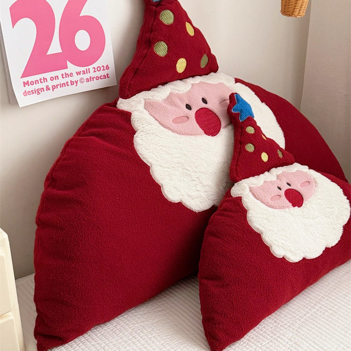 Christmas cuddle pillow in Santa face with soft plush cover and appliqués