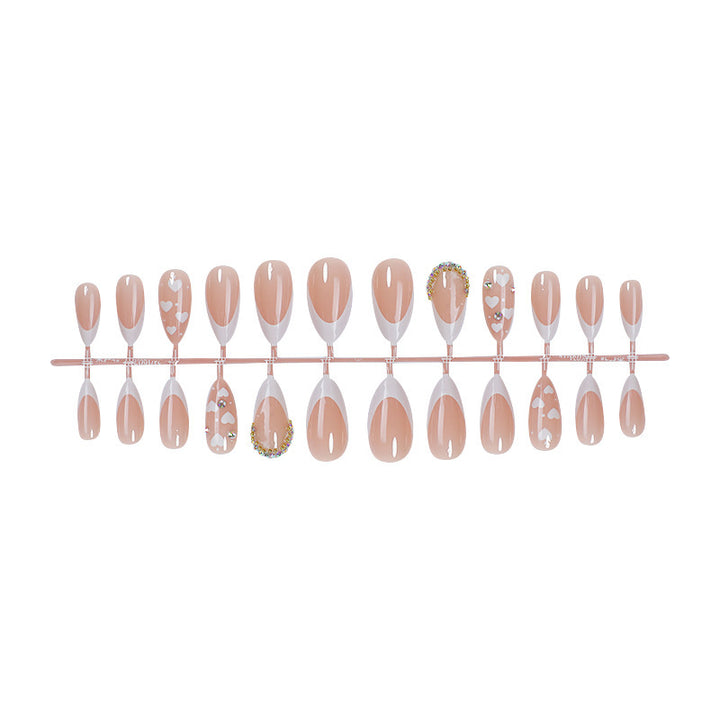 Acrylic Nail Set with Creative Heart and Glitter Motif Stornfield