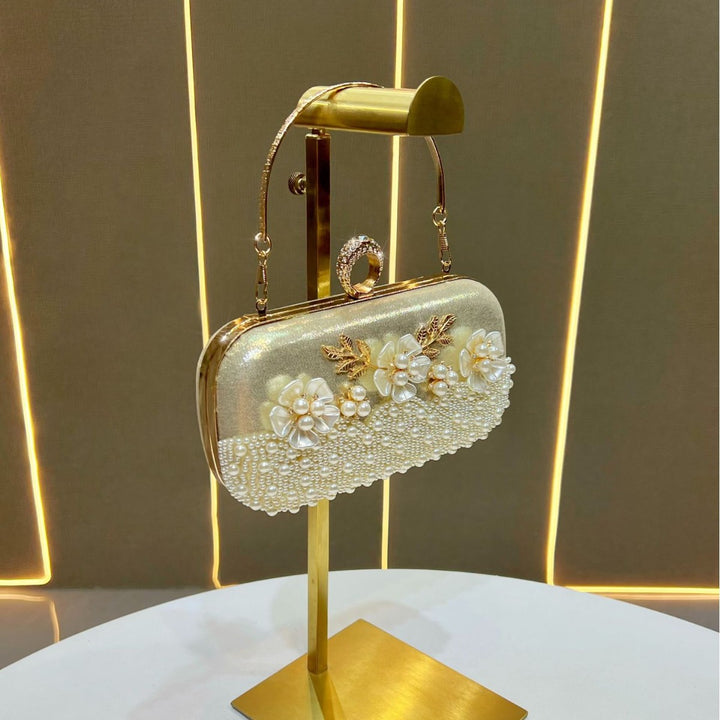Elegant Pearl-Embellished Evening Purse