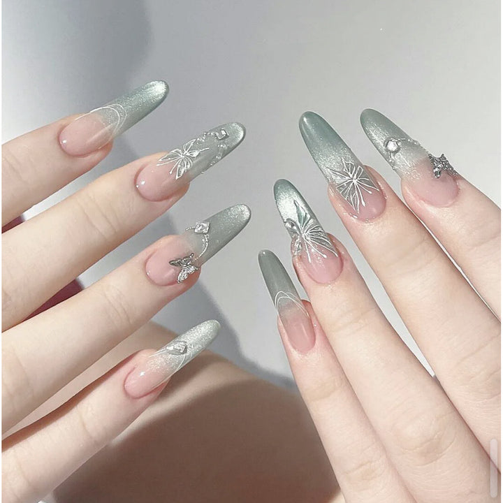 Artistic Floral Detailed Press-On Nail Set Stornfield