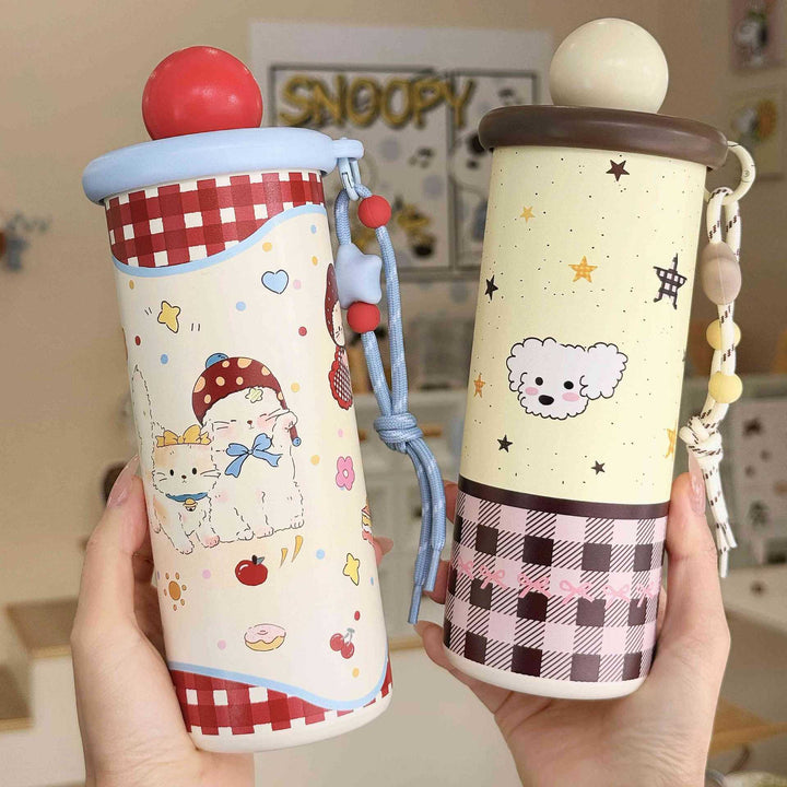 Women's insulated drinking bottle with practical carrying strap and cute animal motif Stornfield