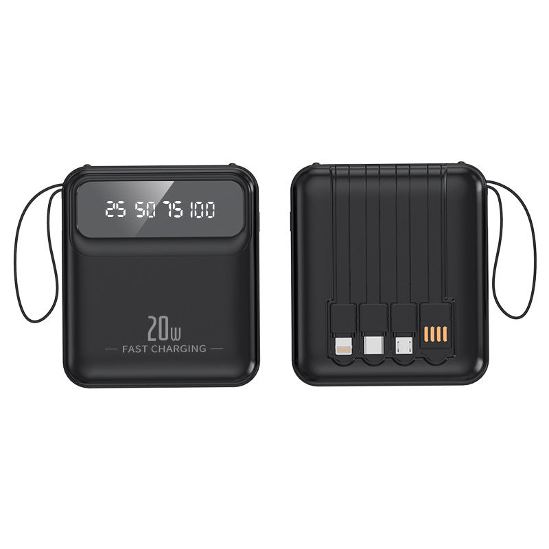 Portable power bank with integrated charging cables and digital capacity display Stornfield
