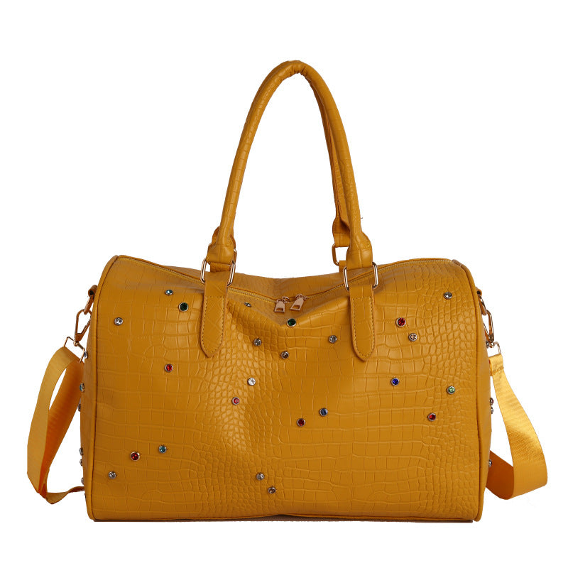Elegant Handbag with Luxurious Crocodile Pattern and Colorful Applications Stornfield