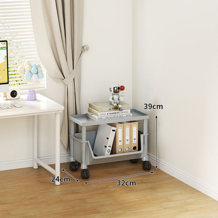 Compact Tiered Rolling Plastic Storage Cart with Swivel Casters and Front File Access