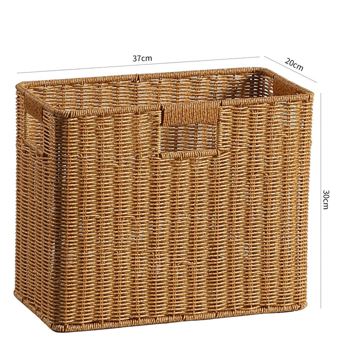 Handwoven Rectangular Storage Basket with Cutout Handles Stornfield