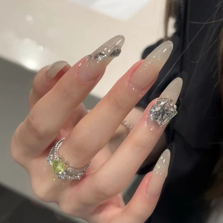 Elegant Stiletto Press-On Nail Set with Rhinestone Accents Stornfield