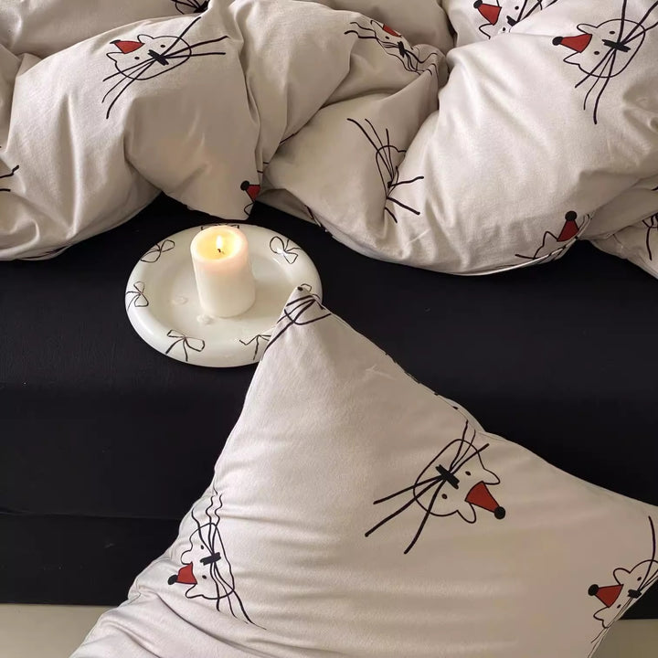 Cartoon Bear Print Duvet Cover and Pillowcase Set