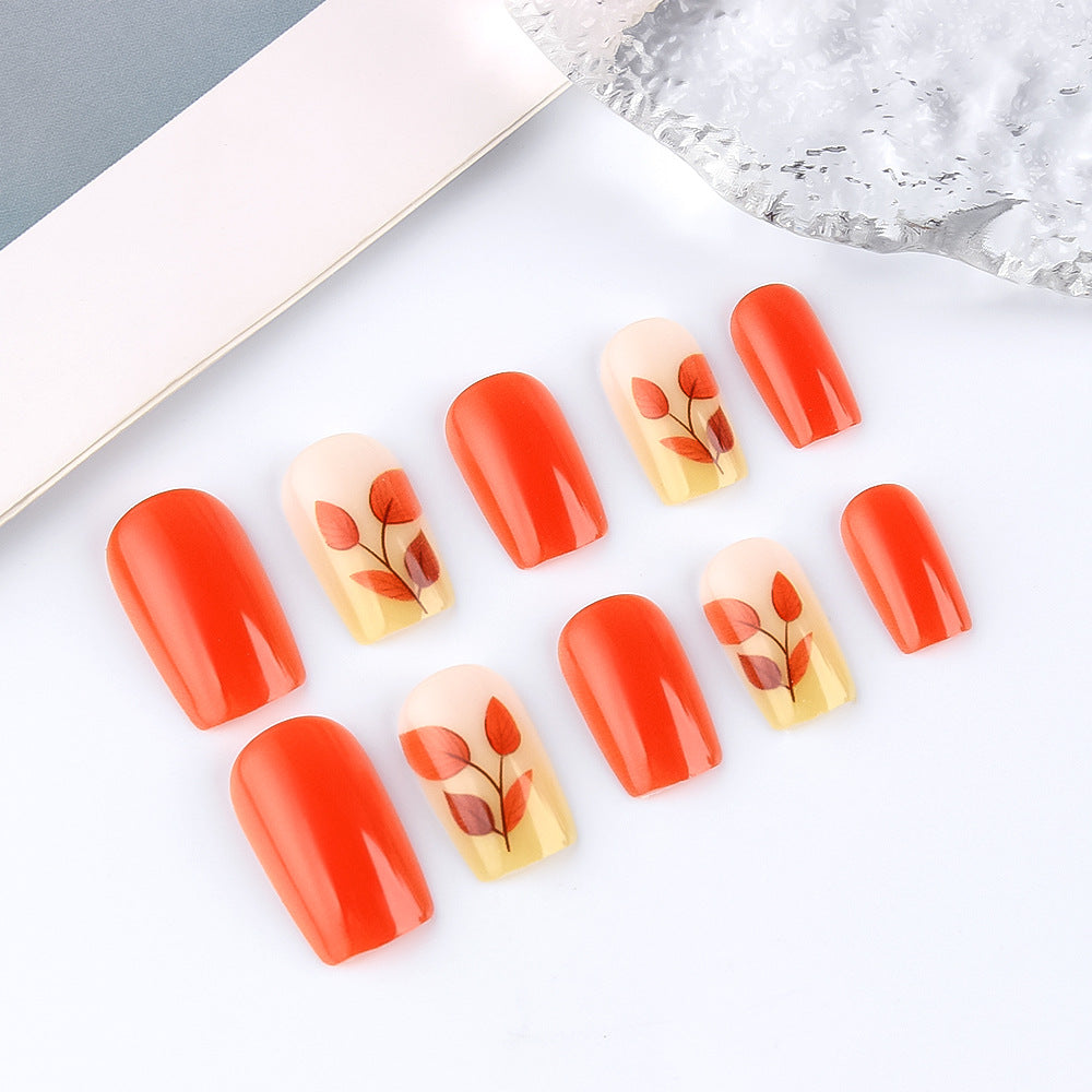 Autumn-Themed Press-On Nail Art Set Stornfield