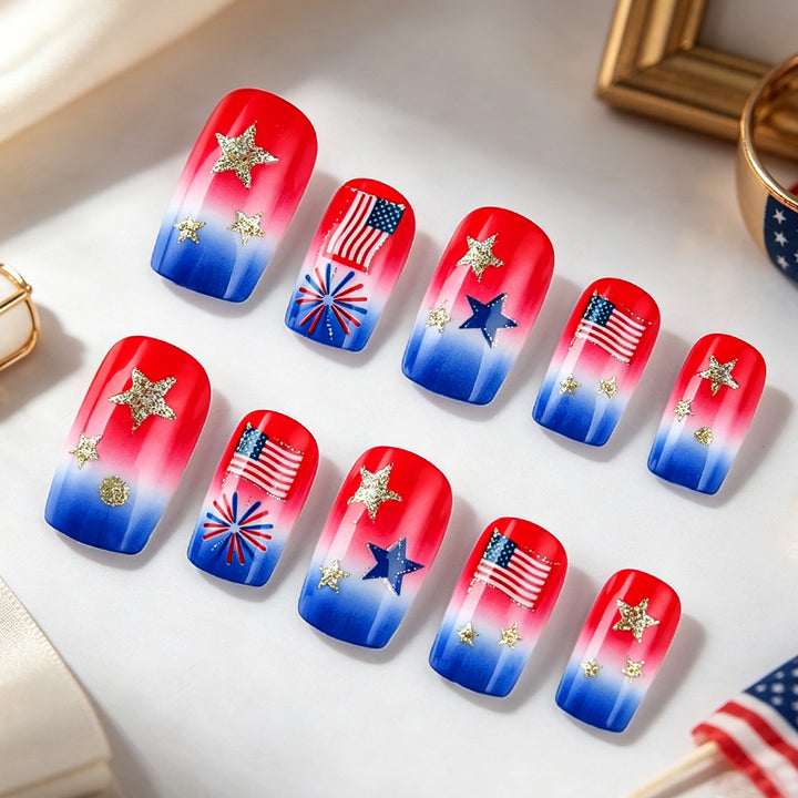 Themed Nail Art with Sparkling Stars and Stripes Stornfield