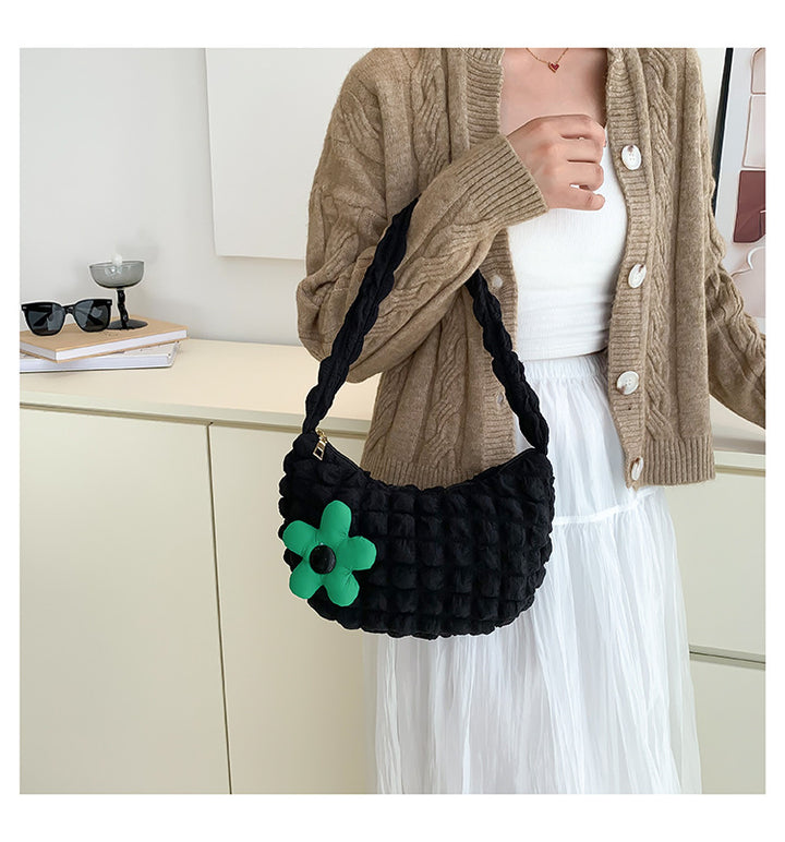 Floral Accent Textured Handbag