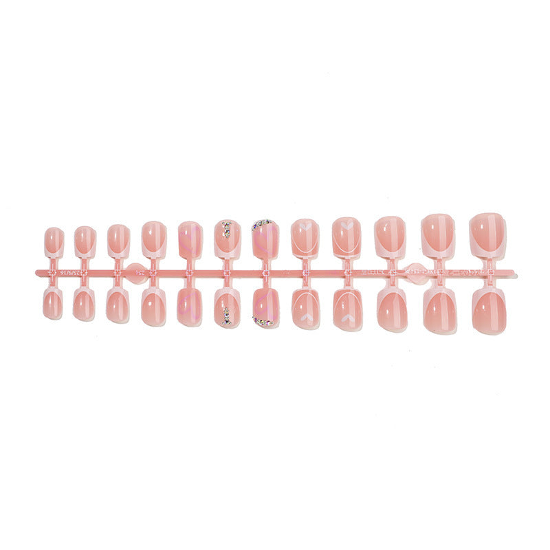Artificial nail set with glitter and heart motifs Stornfield