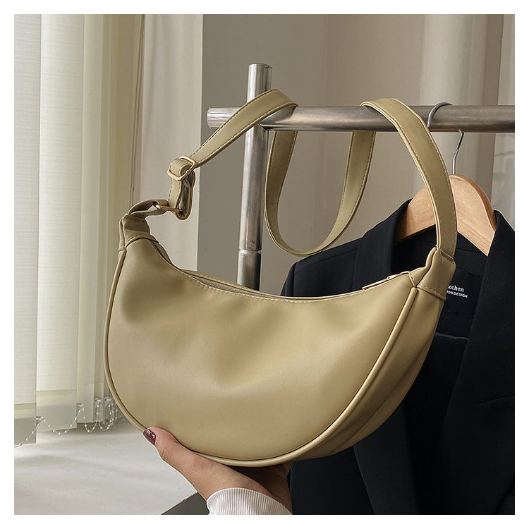 Curved Leather Shoulder Bag