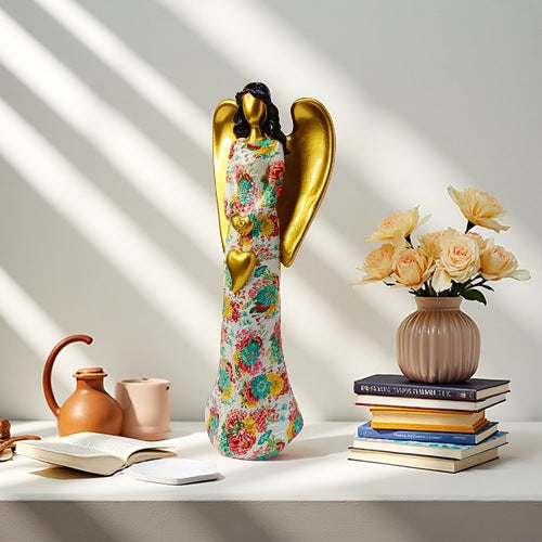 Engel Statue with Flower Pattern Stornfield