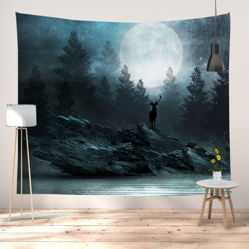 Meditation Yoga Sunset Tapestry Wall Hanging with Silhouette Print