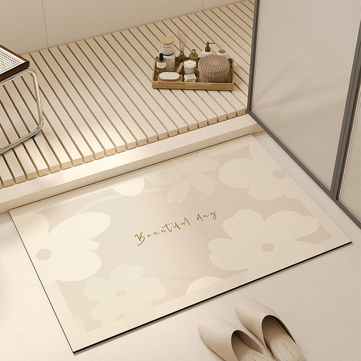 Elegant Flower Print Bath Mat