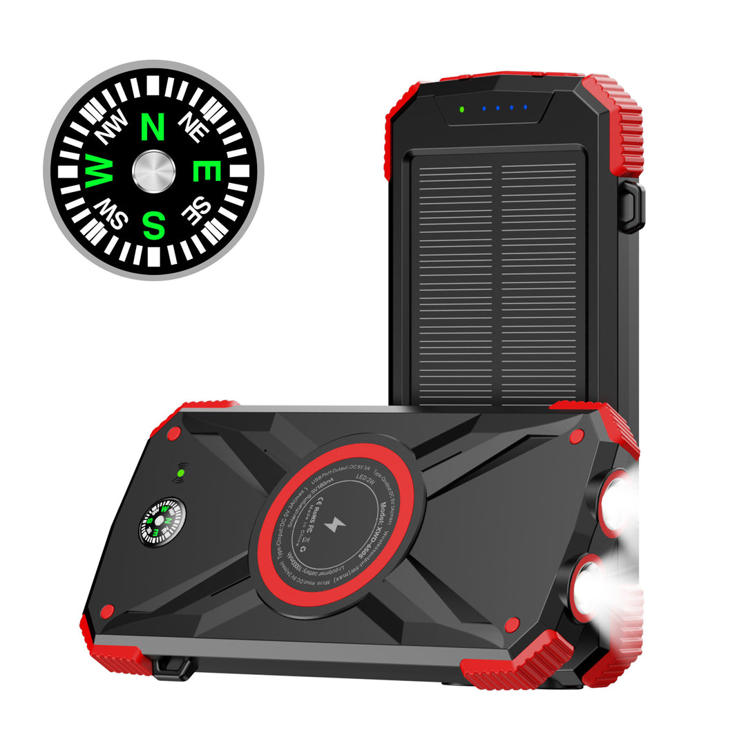 Solar-powered power bank with integrated compass and LED light Stornfield