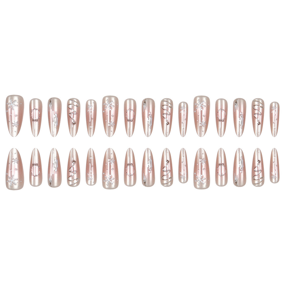 Premium Stiletto Press-On Nails with Elegant Frosted Design Stornfield