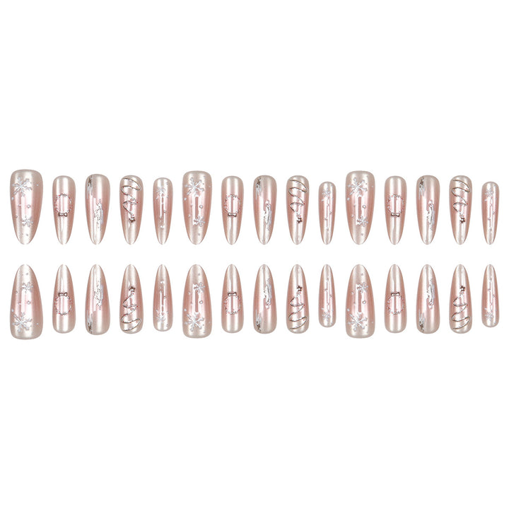Premium Stiletto Press-On Nails with Elegant Frosted Design Stornfield