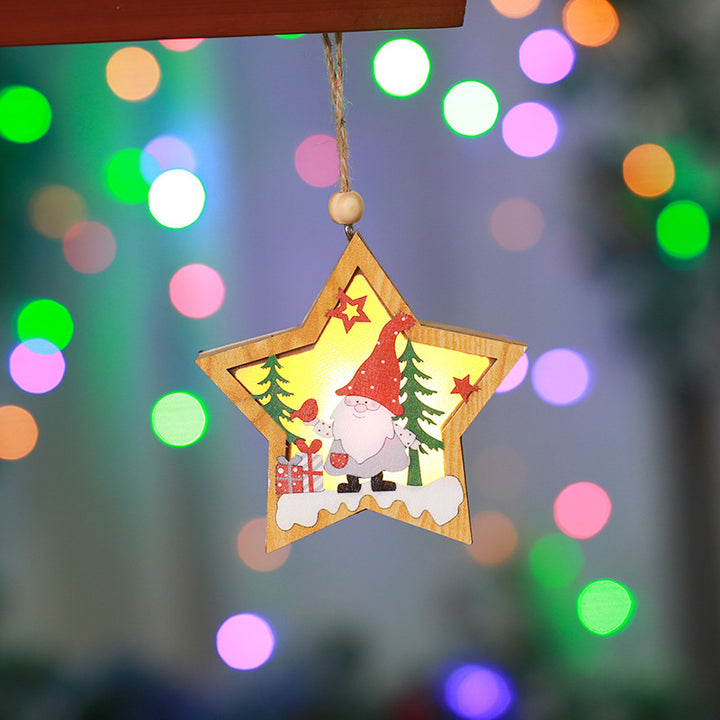 Decorative wooden star with Christmas motif Stornfield