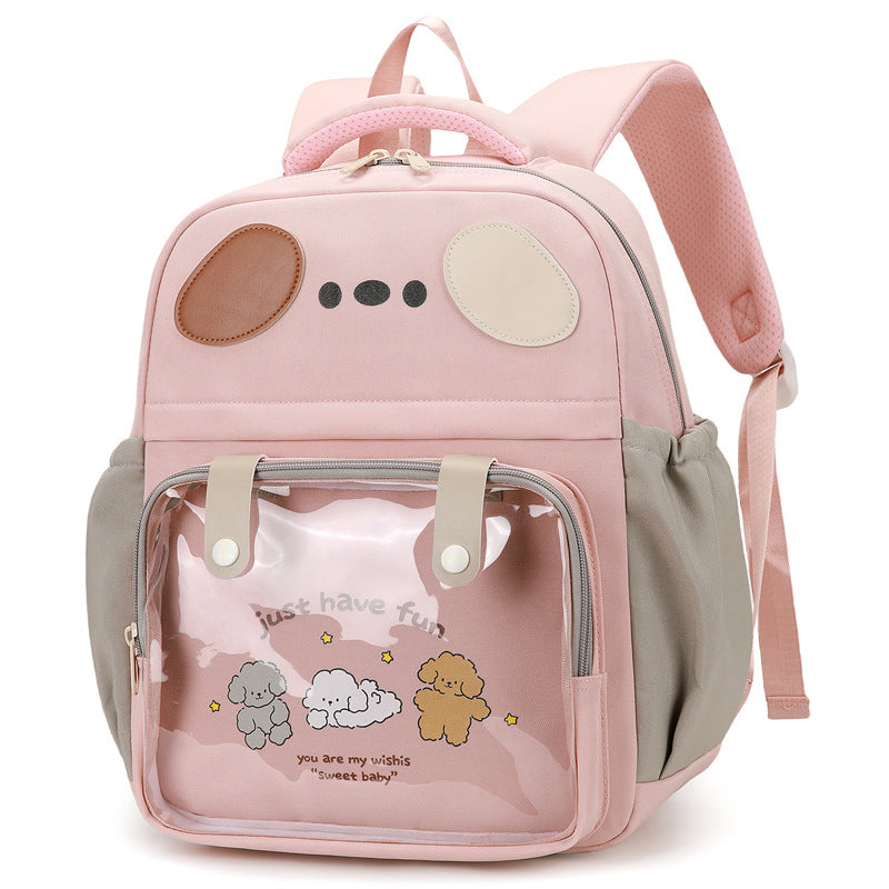 Backpack with Transparent Compartment and Playful Design Stornfield