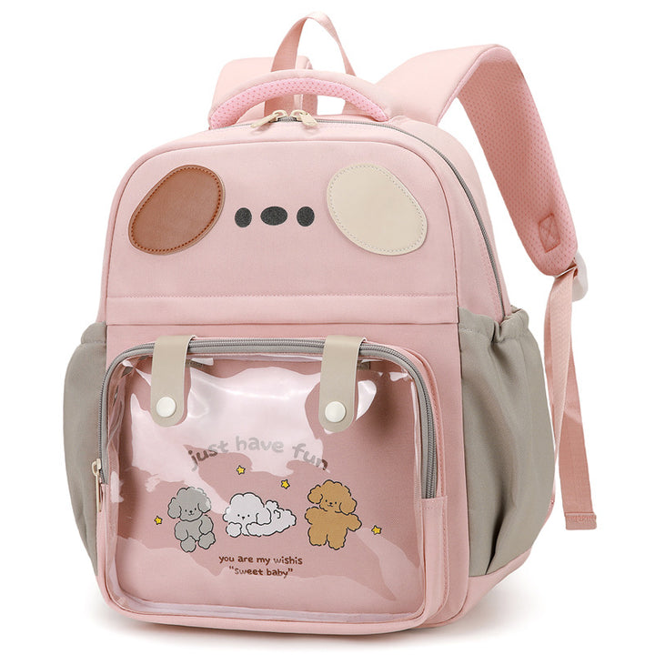 Backpack with Transparent Compartment and Playful Design Stornfield