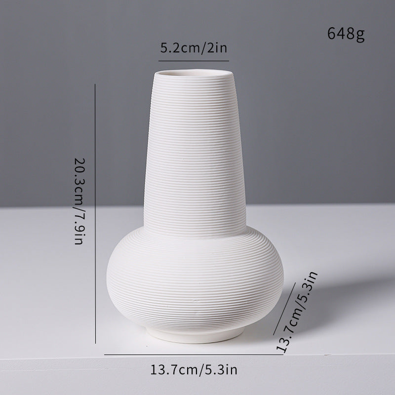 Modern Minimalist Ribbed Ceramic Vase