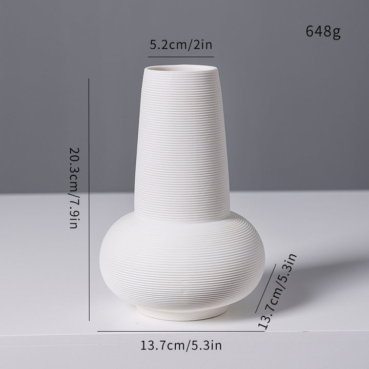 Modern Minimalist Ribbed Ceramic Vase