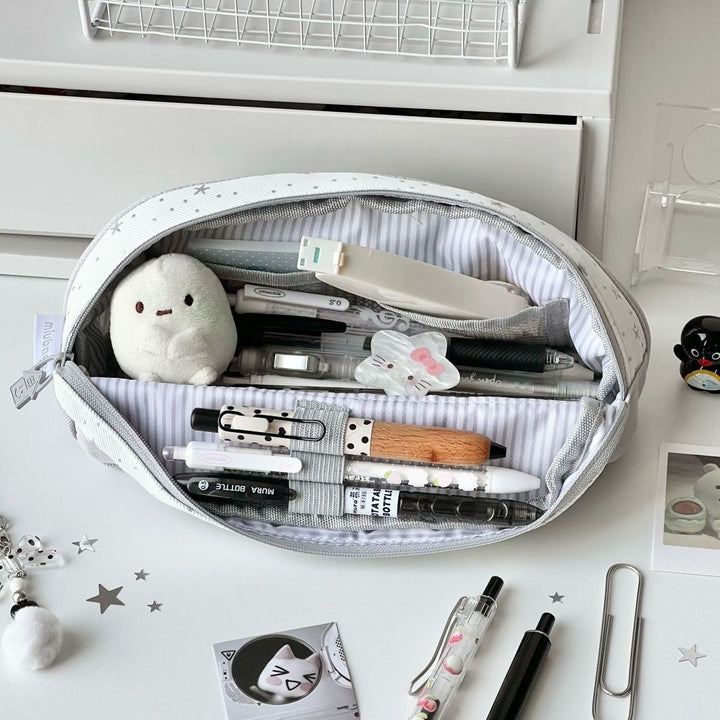 Multi-Compartment Star Pattern Pencil Case