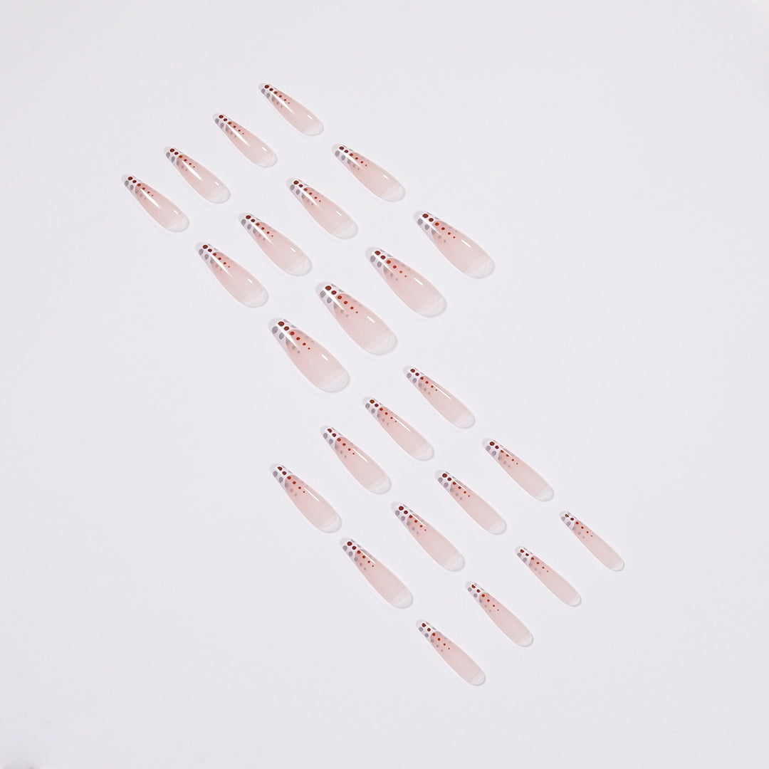 Artistic Nail Extensions with Elegant Dots and Shimmering Ombré Stornfield