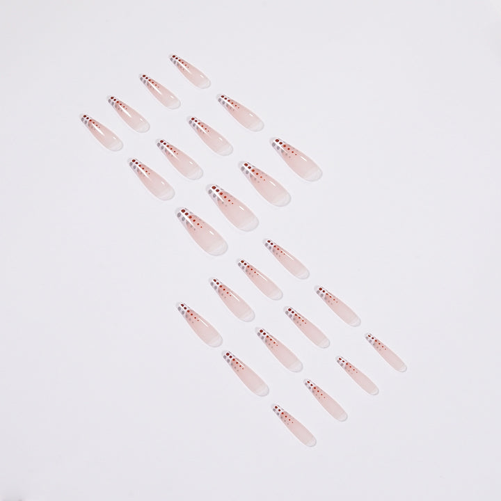 Artistic Nail Extensions with Elegant Dots and Shimmering Ombré Stornfield