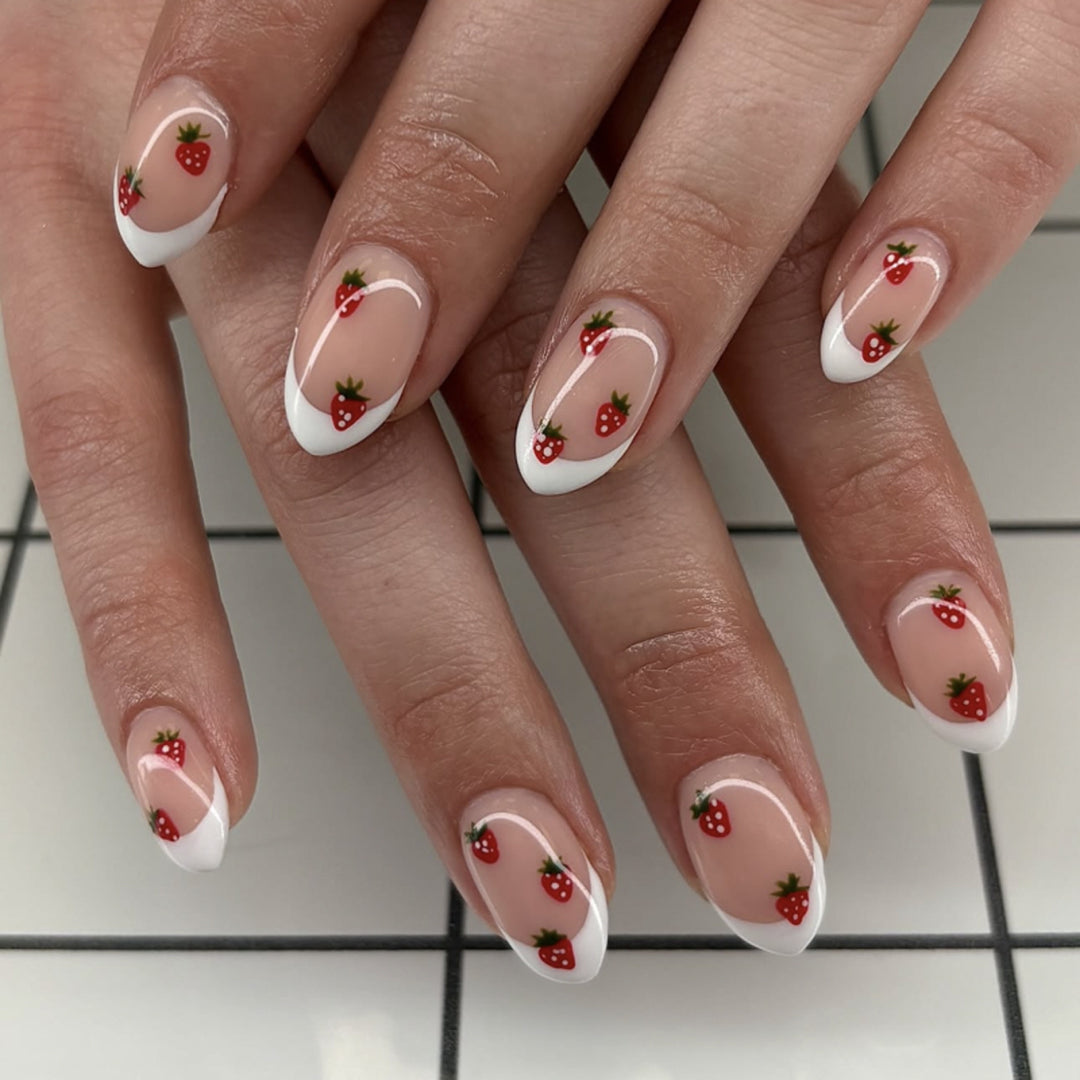 Artificial nail art with playful dots and bows Stornfield