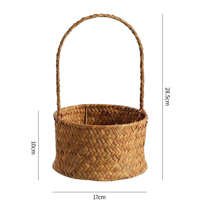 Handwoven Natural Fiber Storage Basket with Double Divider Stornfield