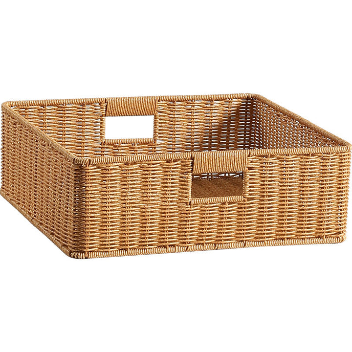 Handwoven Rectangular Storage Basket with Cut-Out Handles Stornfield