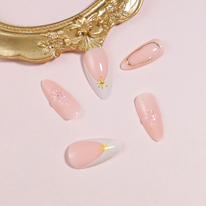 Decorative Press-On Nail Set with Star Accents Stornfield
