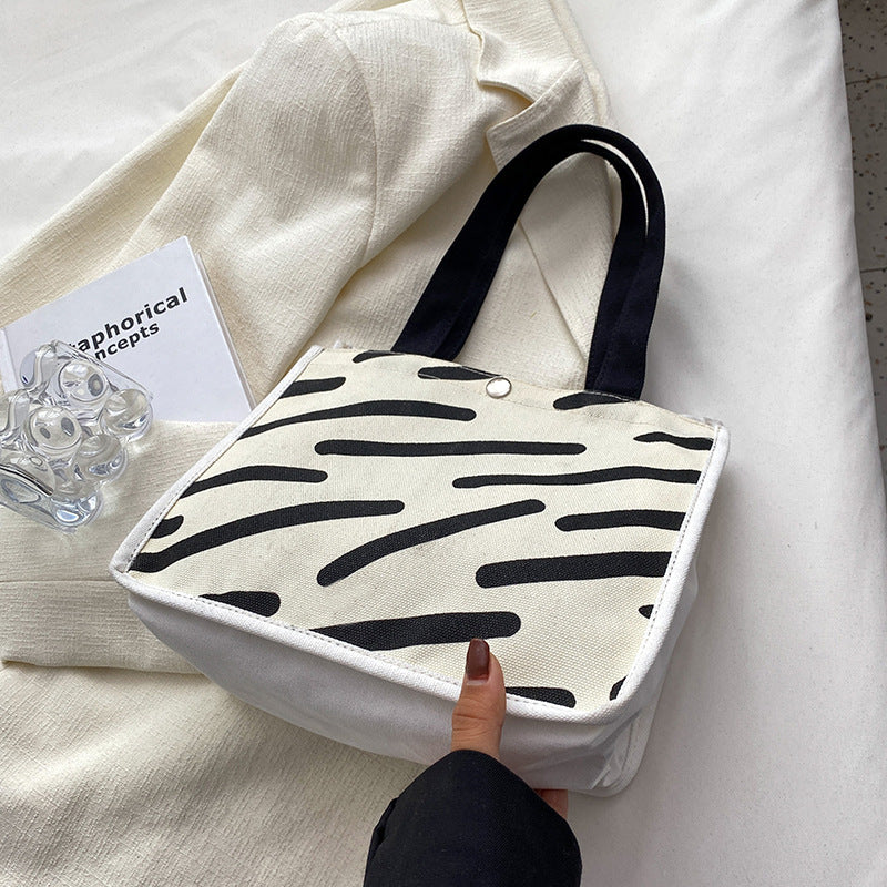 Modern Geometric Print Canvas Tote Bag