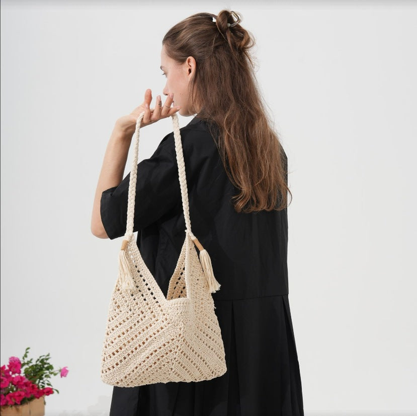 Handcrafted macrame shoulder bag with braided details Stornfield