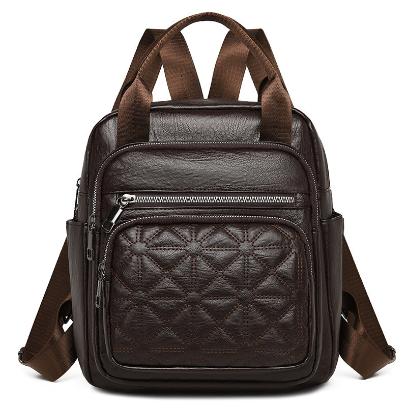 Quilted Leather Multi-Functional Backpack