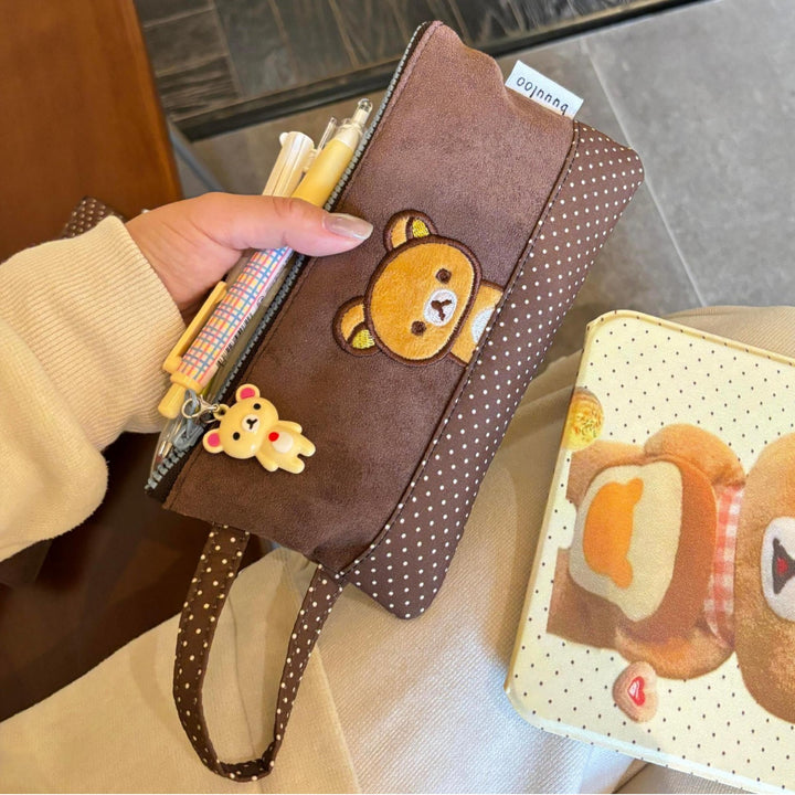 Cute Plush Animal-Themed Zippered Pencil Case