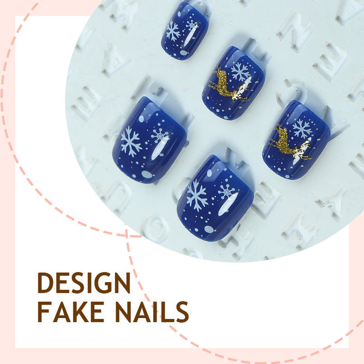 Artificial nail set with festive snowflake design Stornfield